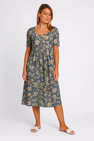 Damen Midikleid – Baumwoll-Look, Elegant & Zeitlos