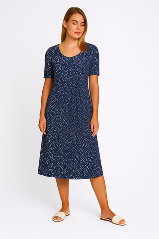 Damen Midikleid – Baumwoll-Look, Elegant & Zeitlos