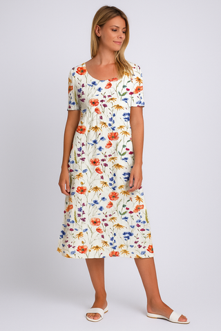Damen Midikleid – Baumwoll-Look, Elegant & Zeitlos