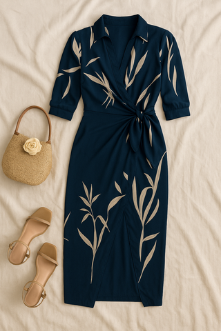 Damen Wickelkleid – Elegant & Bequem, Für Urlaub, Dinner & Sommer