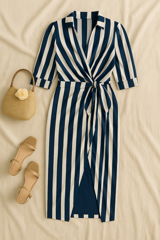 Damen Wickelkleid – Elegant & Bequem, Für Urlaub, Dinner & Sommer