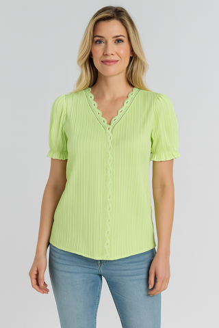 Damen Bluse – V-Ausschnitt & Strukturiert, Schick & Vielseitig