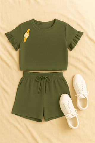 Damen Set – Sommerlich & Komfortabel, Kurzarm-Shirt & Mini-Shorts