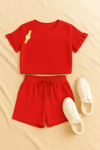 Damen Set – Sommerlich & Komfortabel, Kurzarm-Shirt & Mini-Shorts