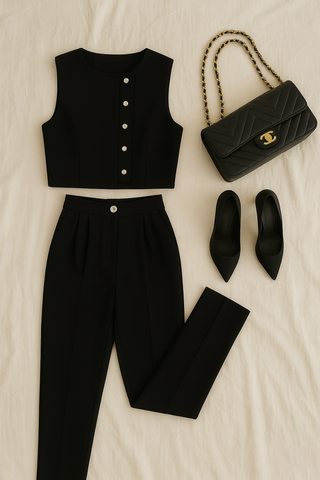 Damen Zweiteiler-Set – Monochromer Look, Elegant & Bequem