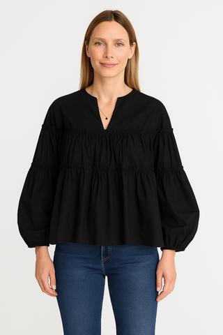 Damen Bluse – Koreanischer V-Ausschnitt, Süß & Vielseitig