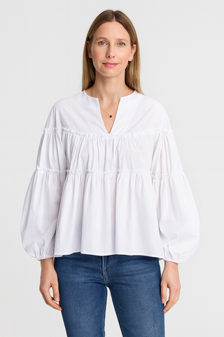 Damen Bluse – Koreanischer V-Ausschnitt, Süß & Vielseitig