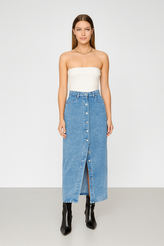 Damen Rock – Weiter Denim-Look, Elegant & Lässig