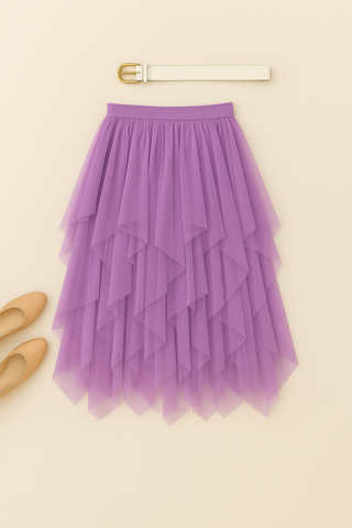 Damen Rock – Midilänge Mesh, Elegant & Verspielt