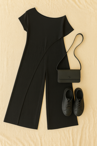 Damen Set – V-Ausschnitt & Weite Hose, Locker & Elegant