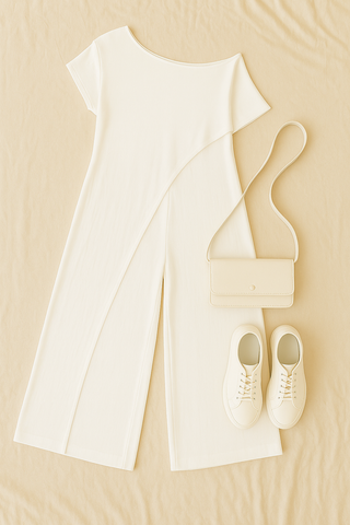 Damen Set – V-Ausschnitt & Weite Hose, Locker & Elegant