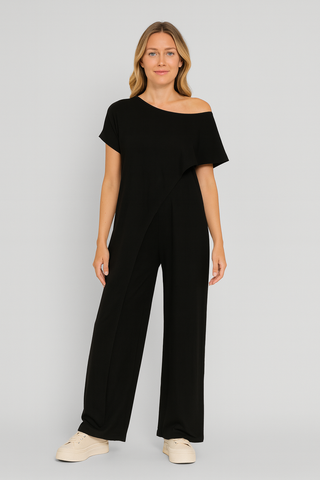 Damen Set – V-Ausschnitt & Weite Hose, Locker & Elegant
