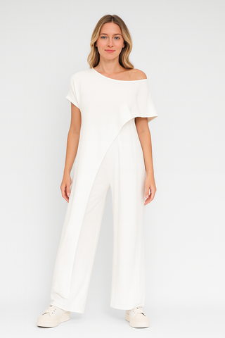 Damen Set – V-Ausschnitt & Weite Hose, Locker & Elegant