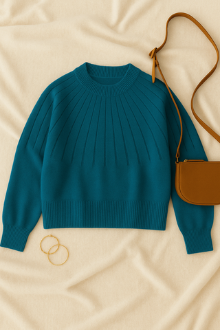 Damen Pullover – Rundhals in Strickoptik, Locker & Stilvoll