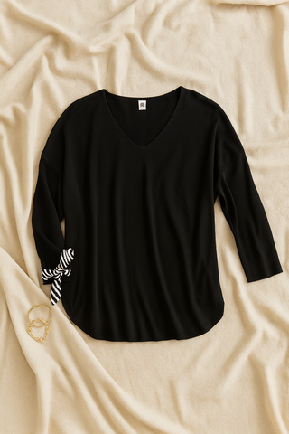 Damen Stricktop – V-Ausschnitt Pullover, Leicht & Figurbetont