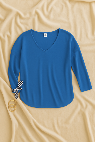Damen Stricktop – V-Ausschnitt Pullover, Leicht & Figurbetont