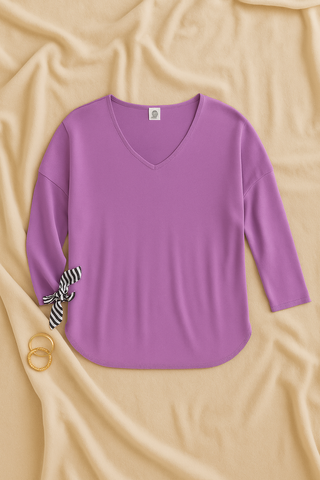 Damen Stricktop – V-Ausschnitt Pullover, Leicht & Figurbetont
