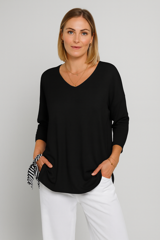 Damen Stricktop – V-Ausschnitt Pullover, Leicht & Figurbetont