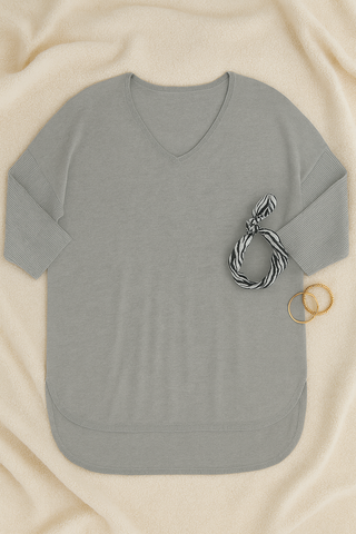 Damen Stricktop – V-Ausschnitt Pullover, Leicht & Figurbetont