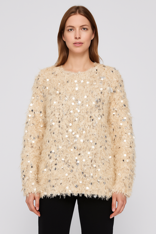 Damen Pullover – Pailletten & Fransen, Locker & Glänzend