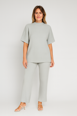 Damen Zweiteiler – Strick-Look mit Pullover & Hose, Locker & Vielseitig