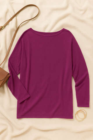 Damen Longsleeve – Patchwork Dolman-Stil, Bequem & Modern