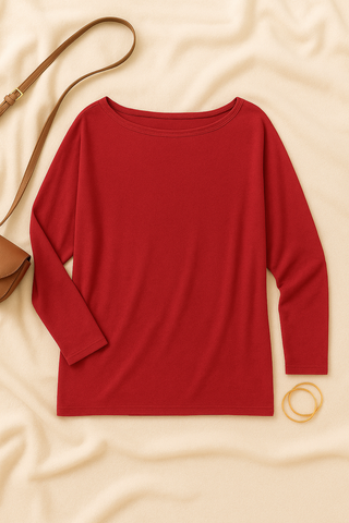 Damen Longsleeve – Patchwork Dolman-Stil, Bequem & Modern