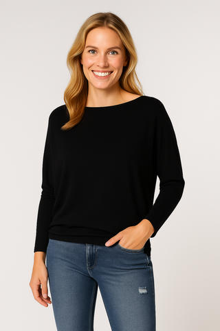 Damen Longsleeve – Patchwork Dolman-Stil, Bequem & Modern