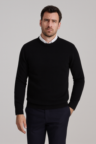 Herren Pullover – Strick-Look mit Rundhals, Locker & Lässig