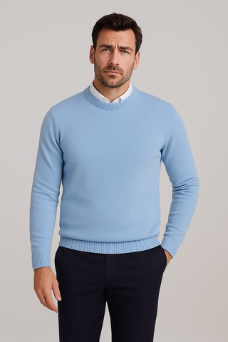 Herren Pullover – Strick-Look mit Rundhals, Locker & Lässig