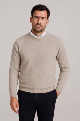 Herren Pullover – Strick-Look mit Rundhals, Locker & Lässig