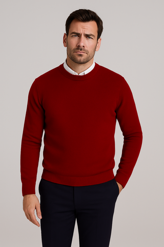 Herren Pullover – Strick-Look mit Rundhals, Locker & Lässig