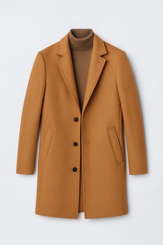 Herren Mantel – Langer Trenchcoat im Fleece-Look, Warm & Bequem