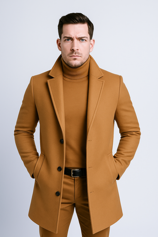 Herren Mantel – Langer Trenchcoat im Fleece-Look, Warm & Bequem