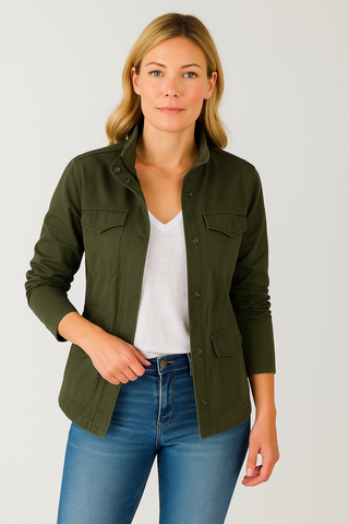 Damen Jacke – Anorak im Military-Stil, Funktional & Modern