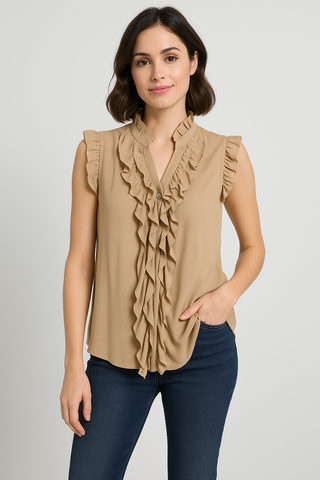 Damen Top – Verspielter Volantstil, elegant & luftig