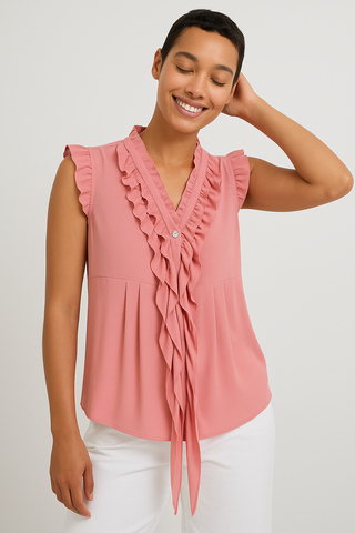 Damen Top – Verspielter Volantstil, elegant & luftig