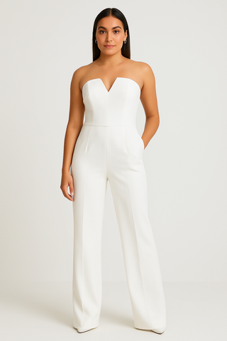 Damen Jumpsuit – Ärmellos mit V-Ausschnitt, elegant & figurbetont