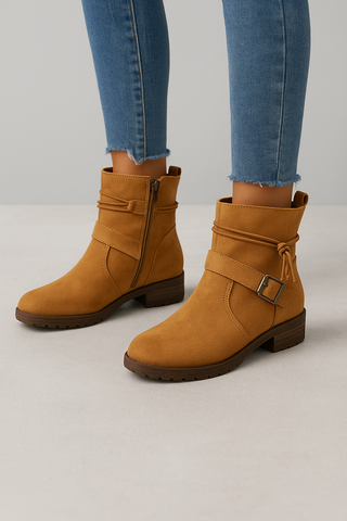 Damen Stiefeletten – Westernstil aus Wildleder, robust & trendbewusst