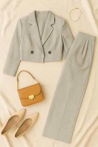 Damen Anzug – Cropped Blazer aus Leinen, stilvoll & modern