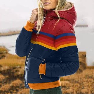 A stylish women's retro puffer jacket made of warm, insulated material, featuring a classic design with a modern twist, perfect for chilly weather and casual outings 2