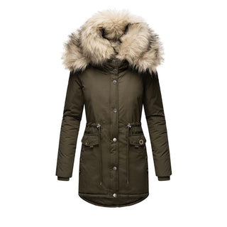 A women's winter parka featuring a removable faux fur collar, crafted from warm, durable materials, combining practicality and elegance in its stylish design perfect for cold 2