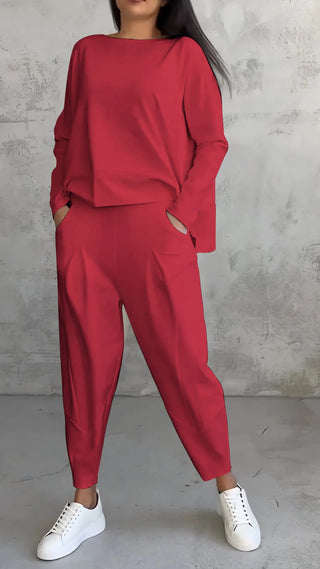 A stylish women's co-ord set made from a soft, breathable fabric, featuring an elegant design suitable for various occasions. The versatile outfit includes a fitted 3