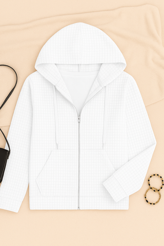 Damen Cardigan – Waffel-Design mit Reißverschluss, Lässig & Praktisch