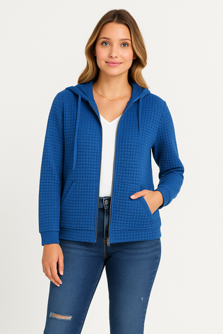 Damen Cardigan – Waffel-Design mit Reißverschluss, Lässig & Praktisch