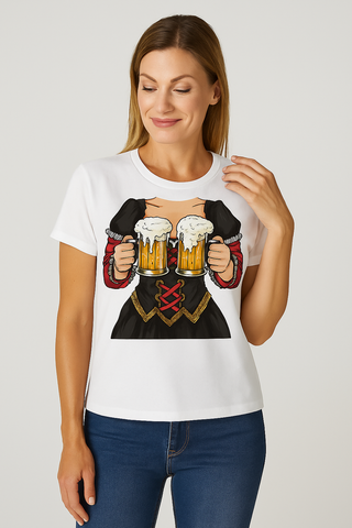 Damen T-Shirt – Kurzarm, Festlich & Vielseitig, Ideal für Oktoberfest & Freizeit