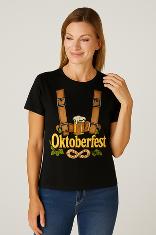 Damen T-Shirt – Kurzarm, Festlich & Vielseitig, Ideal für Oktoberfest & Freizeit