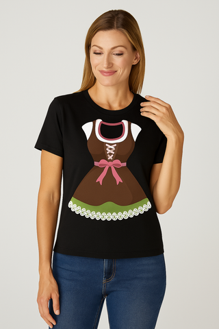 Damen T-Shirt – Kurzarm, Festlich & Vielseitig, Ideal für Oktoberfest & Freizeit