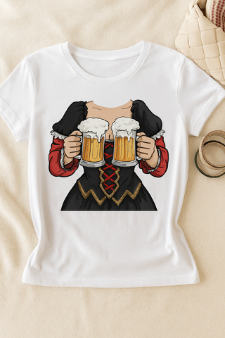 Damen T-Shirt – Kurzarm, Festlich & Vielseitig, Ideal für Oktoberfest & Freizeit