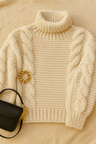 Damenpullover – Oversize Grobstrick, Acrylmischgewebe, Warm & Gemütlich